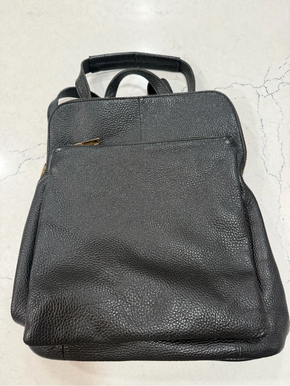 Borse In Pella Black Soft Italian Leather Convertible Luxury Backpack Bag